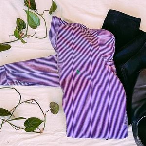 Purple/White Striped Ralph Lauren Long Sleeve Button Down
